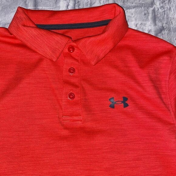 Under Armour boys youth L loose fit heatgear short sleeve polo shirt orange - Picture 2 of 4